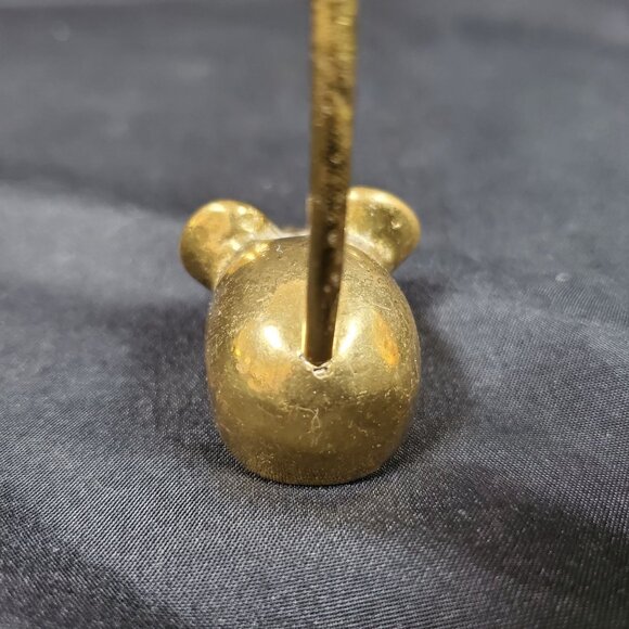 VTG Solid Brass Mouse Note Spike | Mid Century Canadian Brass Desk Paper Spike | - Picture 5 of 16